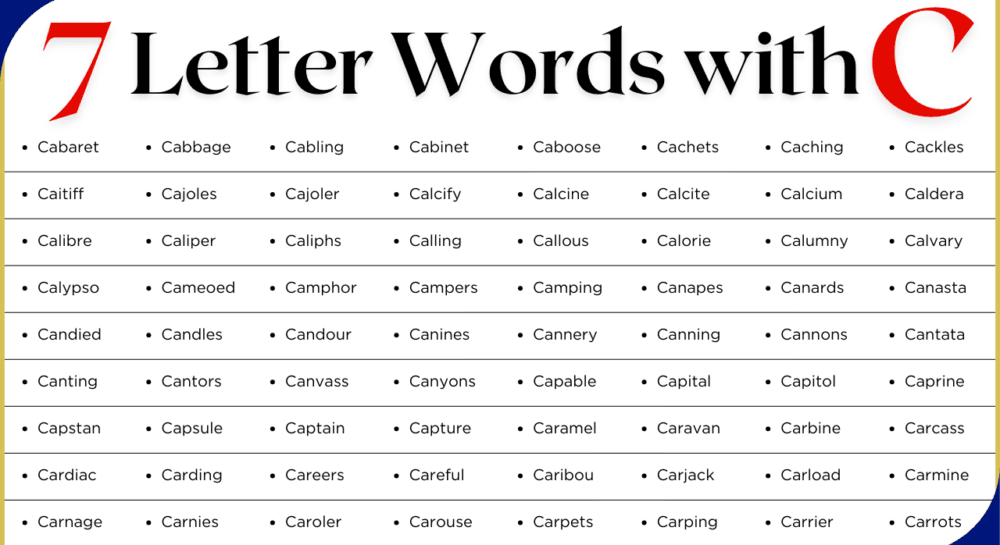 7 Letter Words that Start with C | 400+ Seven Letter C-Words