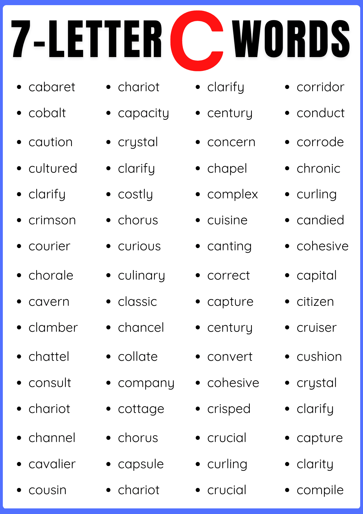 7 Letter Words that Start with C | 400+ Seven Letter C-Words