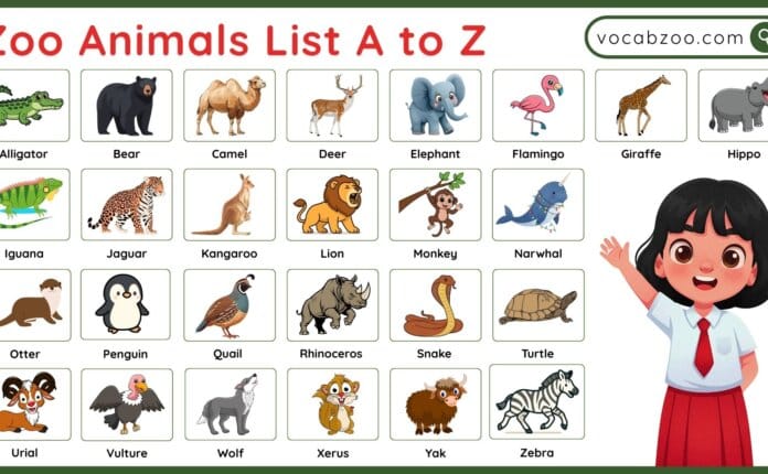 Zoo Animals List A to Z in English with Their Pictures