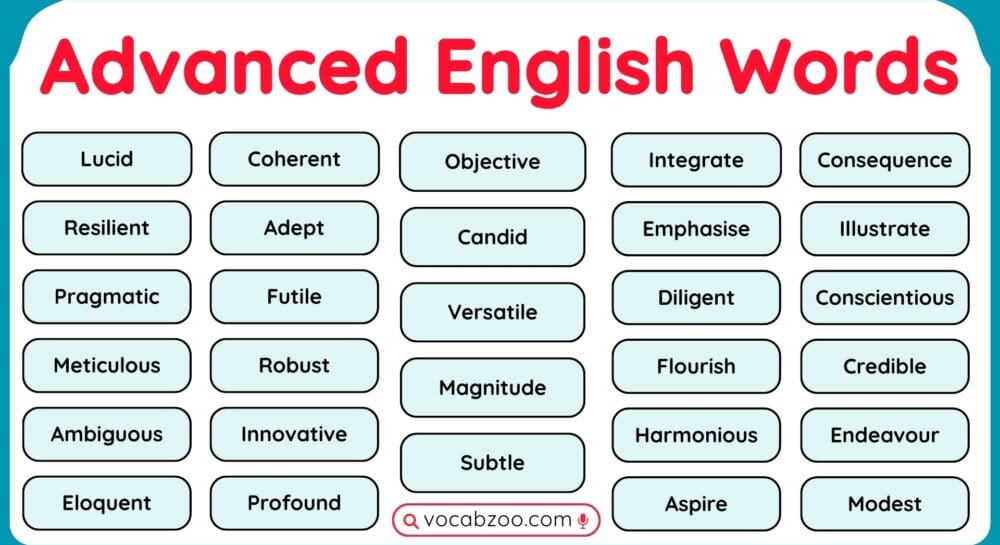 100+Advanced English Words for Daily Use with PDF