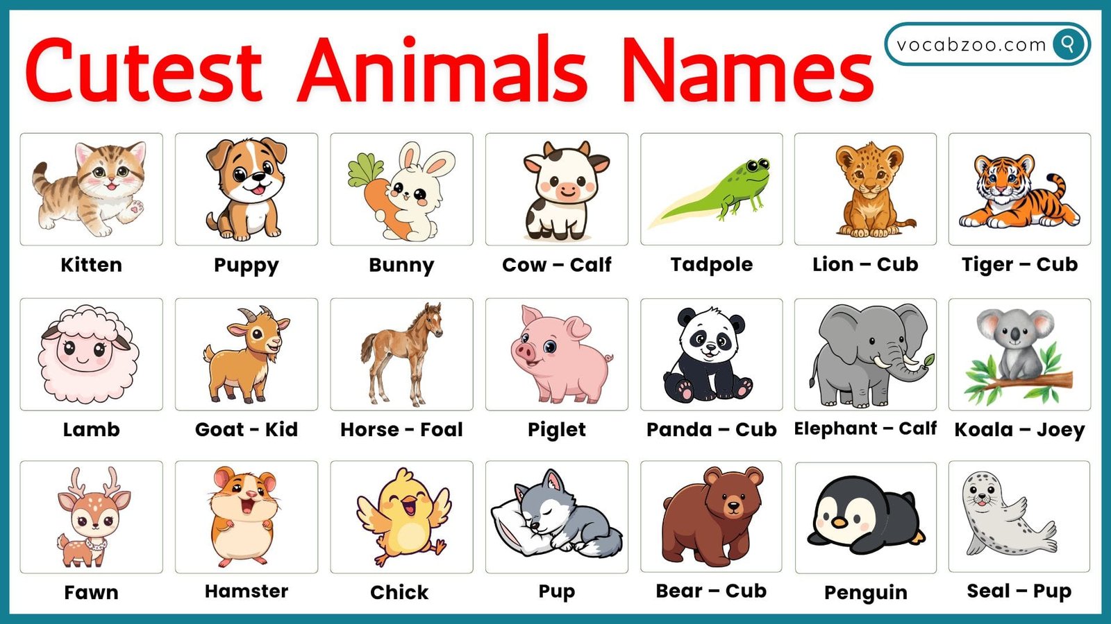 Top 30 Cutest Animals Names in English with Their Pictures