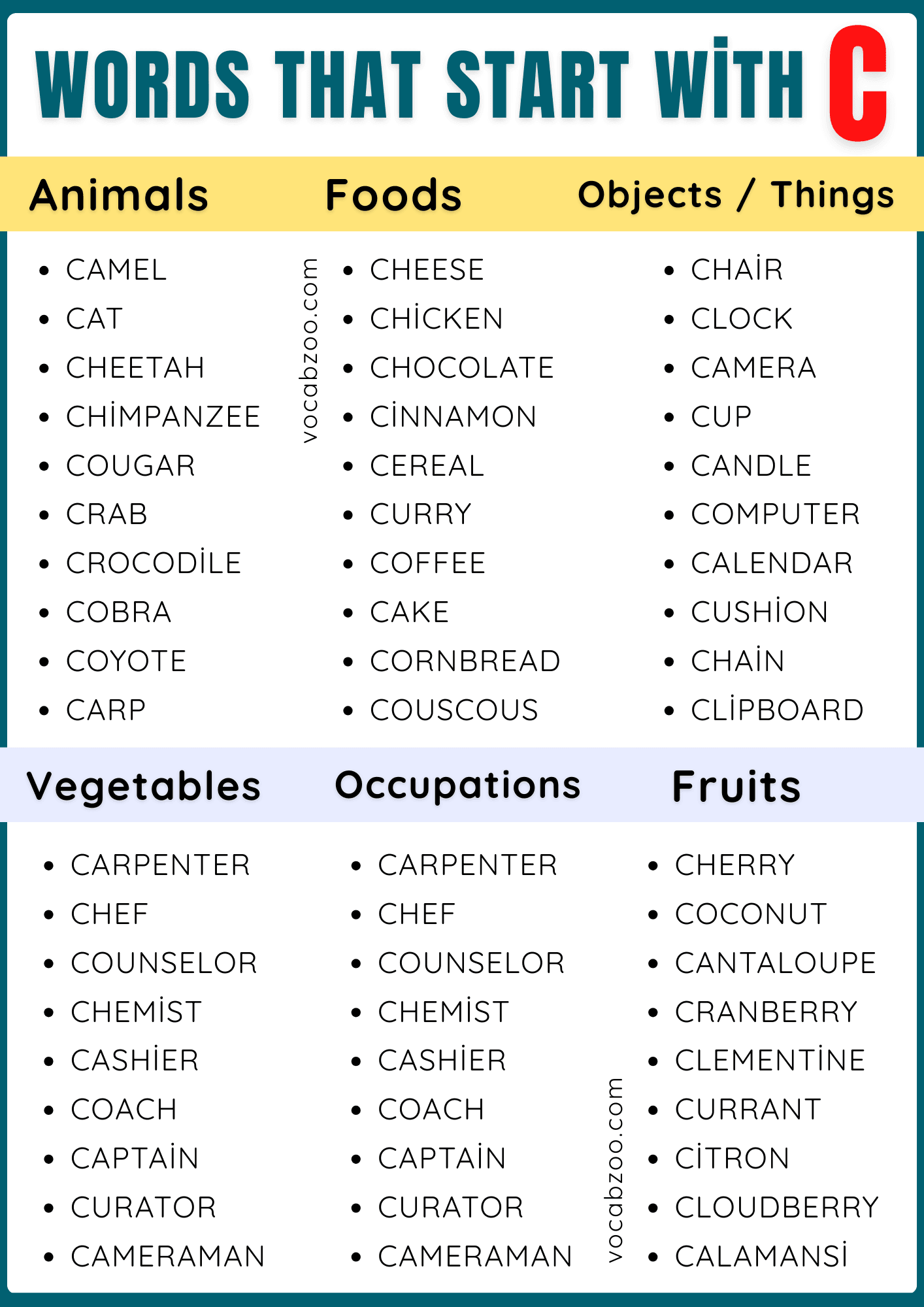 1500+ Words that Start with C | C-Words List in English
