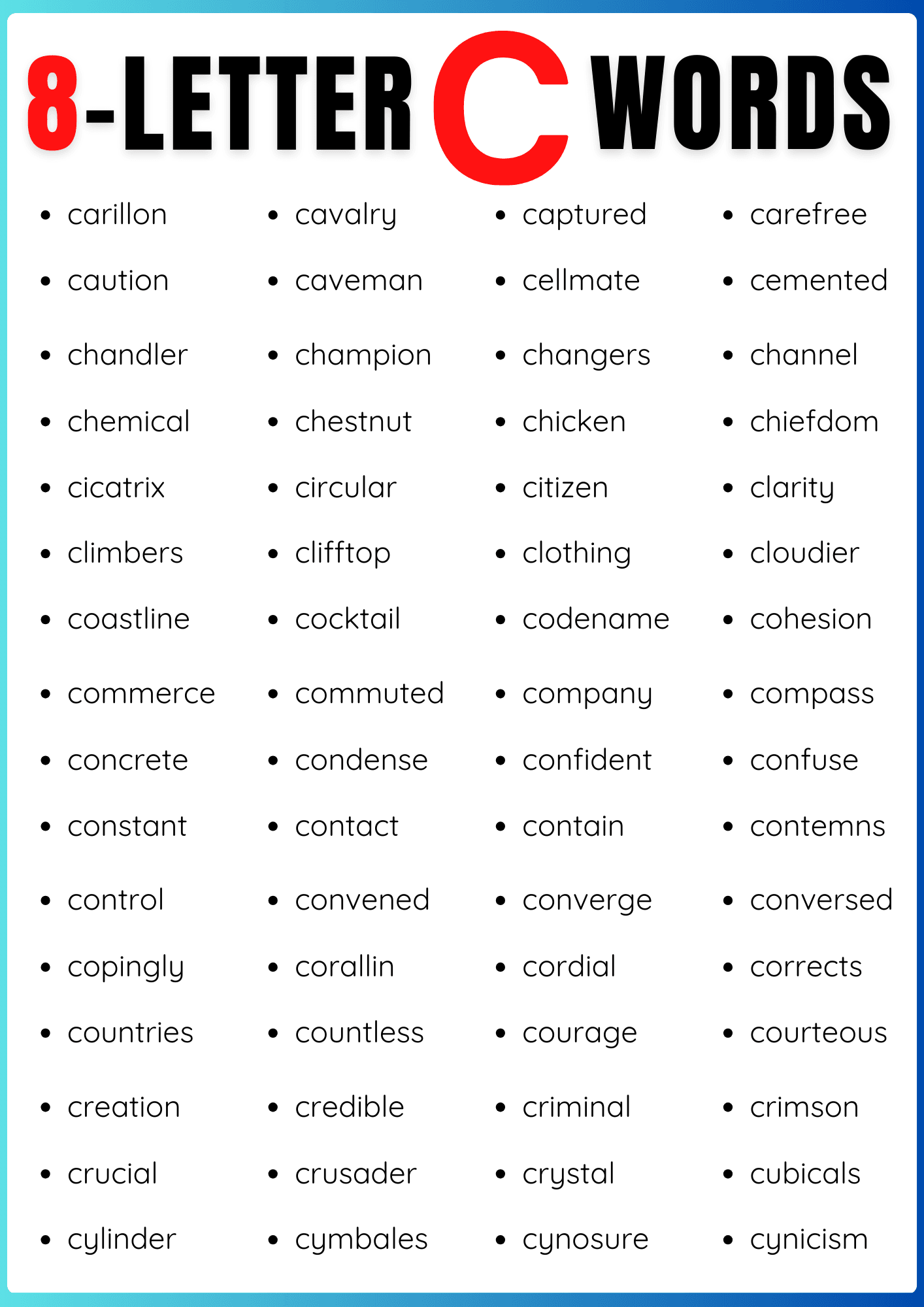 8 Letter Words that Start with C | 400+ Eight Letter C-Words