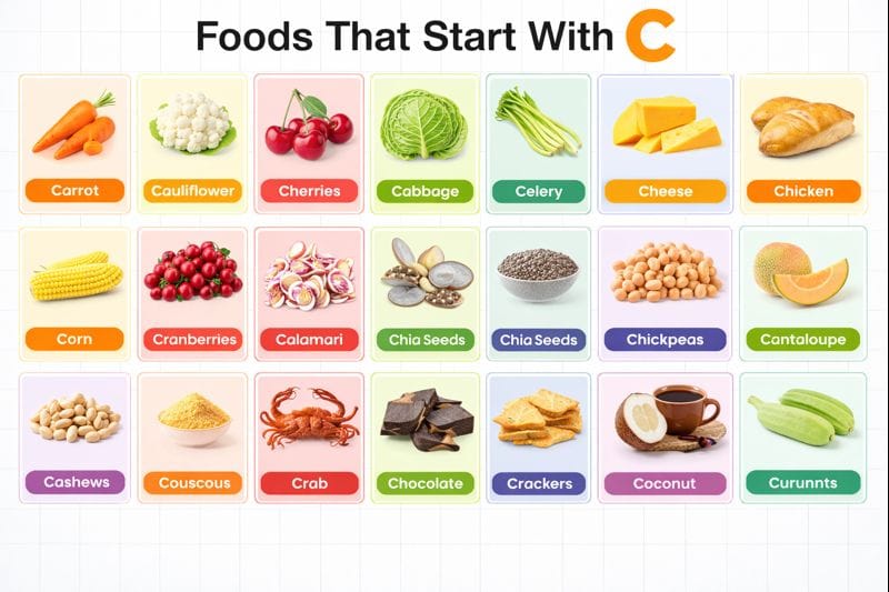 List of 100+ Foods That Start with C In English with Pictures
