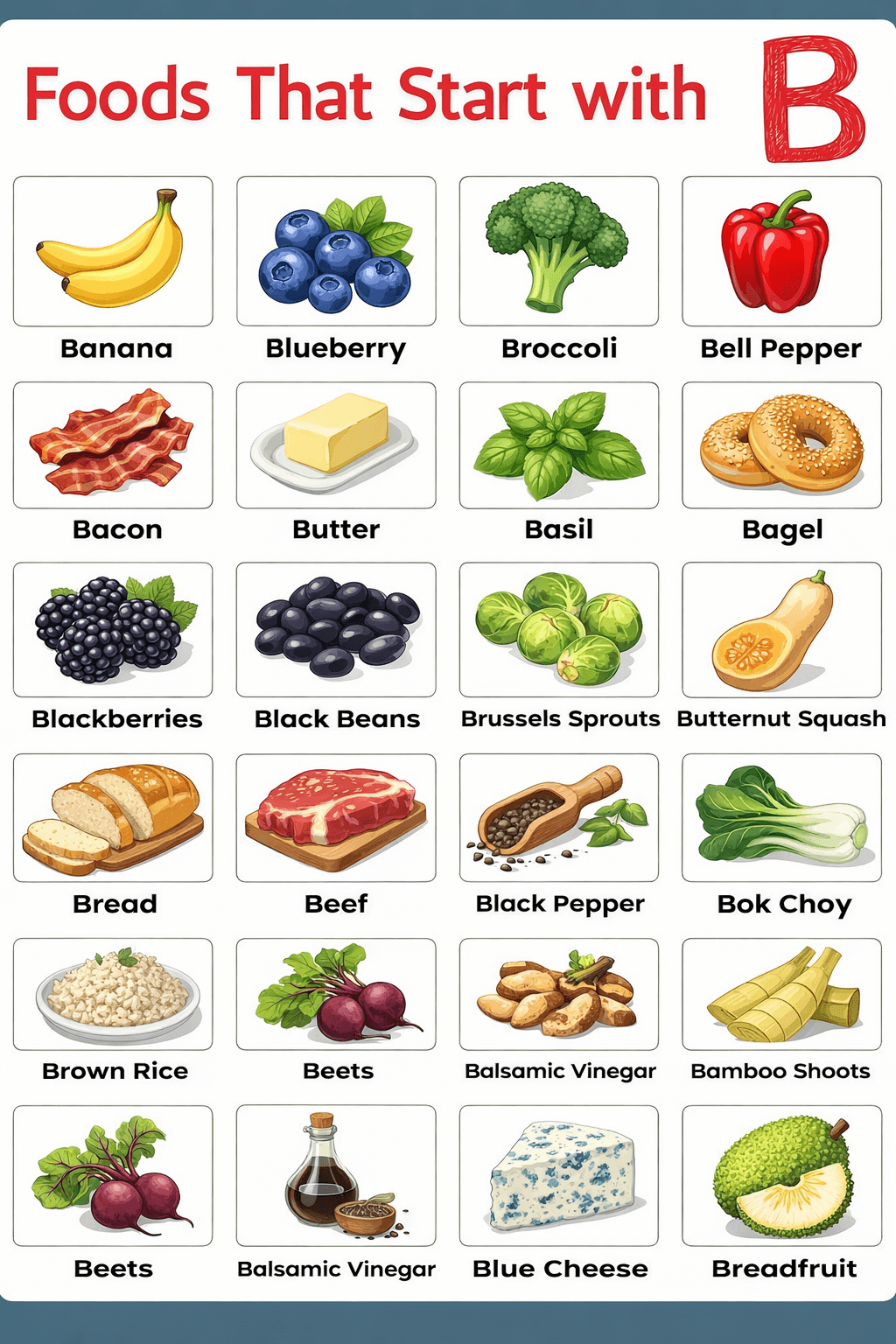80+ Names of Foods That Start With B In English with Pictures
