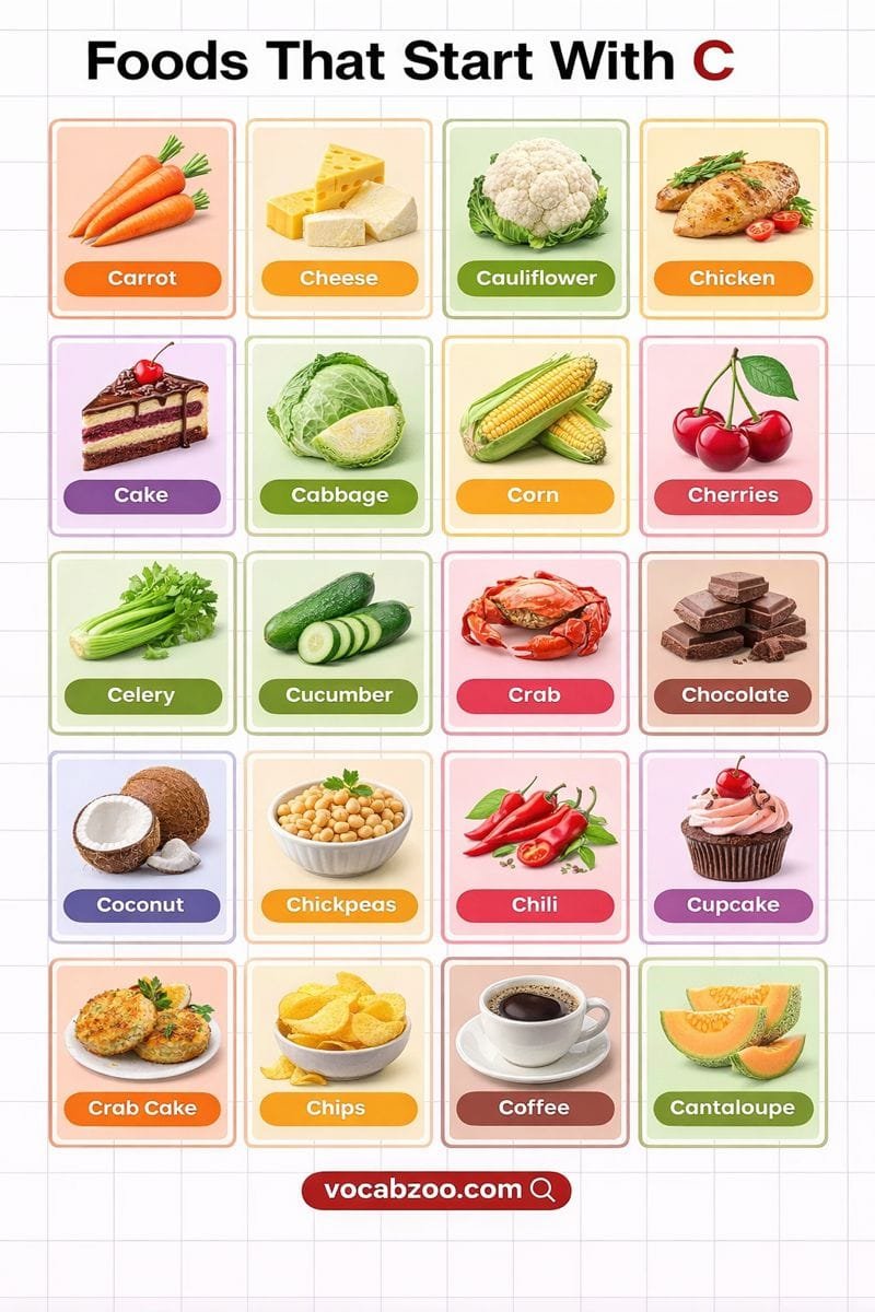List of 100+ Foods That Start with C In English with Pictures