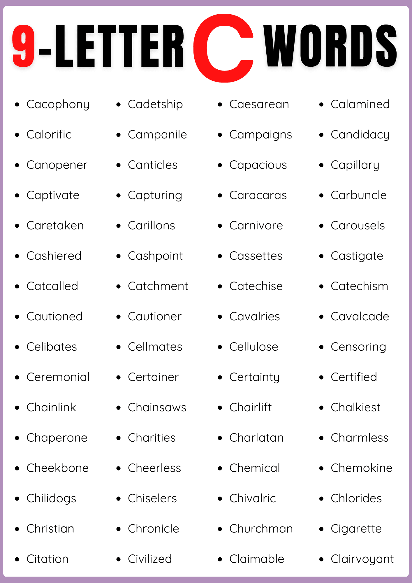 9 Letter Words that Start with C | Nine Letter C-Words