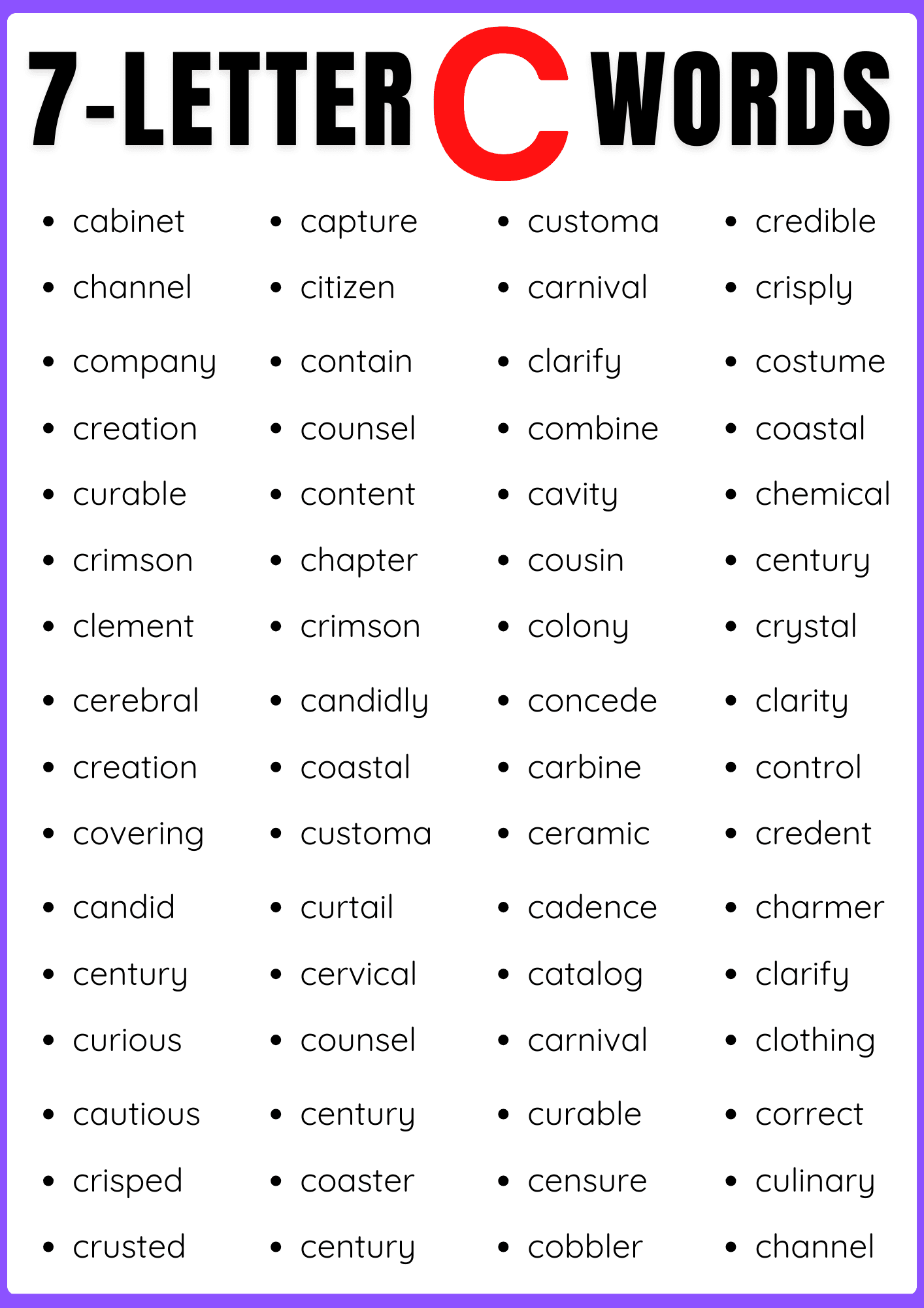 7 Letter Words that Start with C | 400+ Seven Letter C-Words