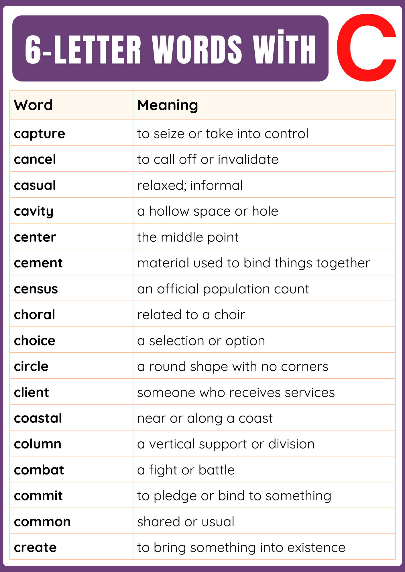 6 Letter Words that Start with C | 450+ Six Letter C-Words