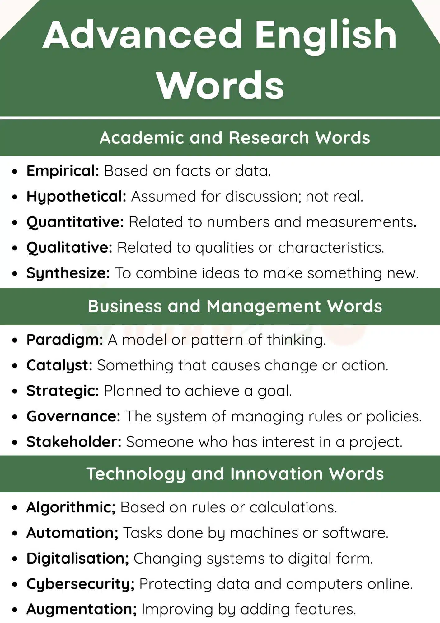 Advanced English Words With Sentences and PDF
