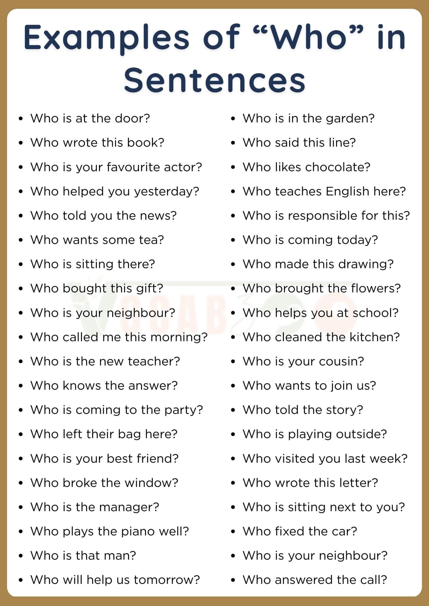 50 Examples of Who in Sentences | Who in a Sentence