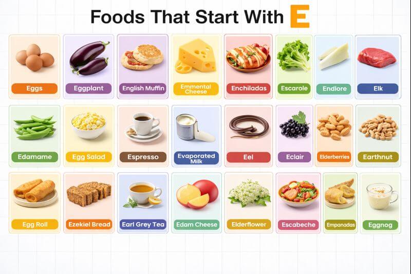 50+ Foods Starting with E in English with Pictures