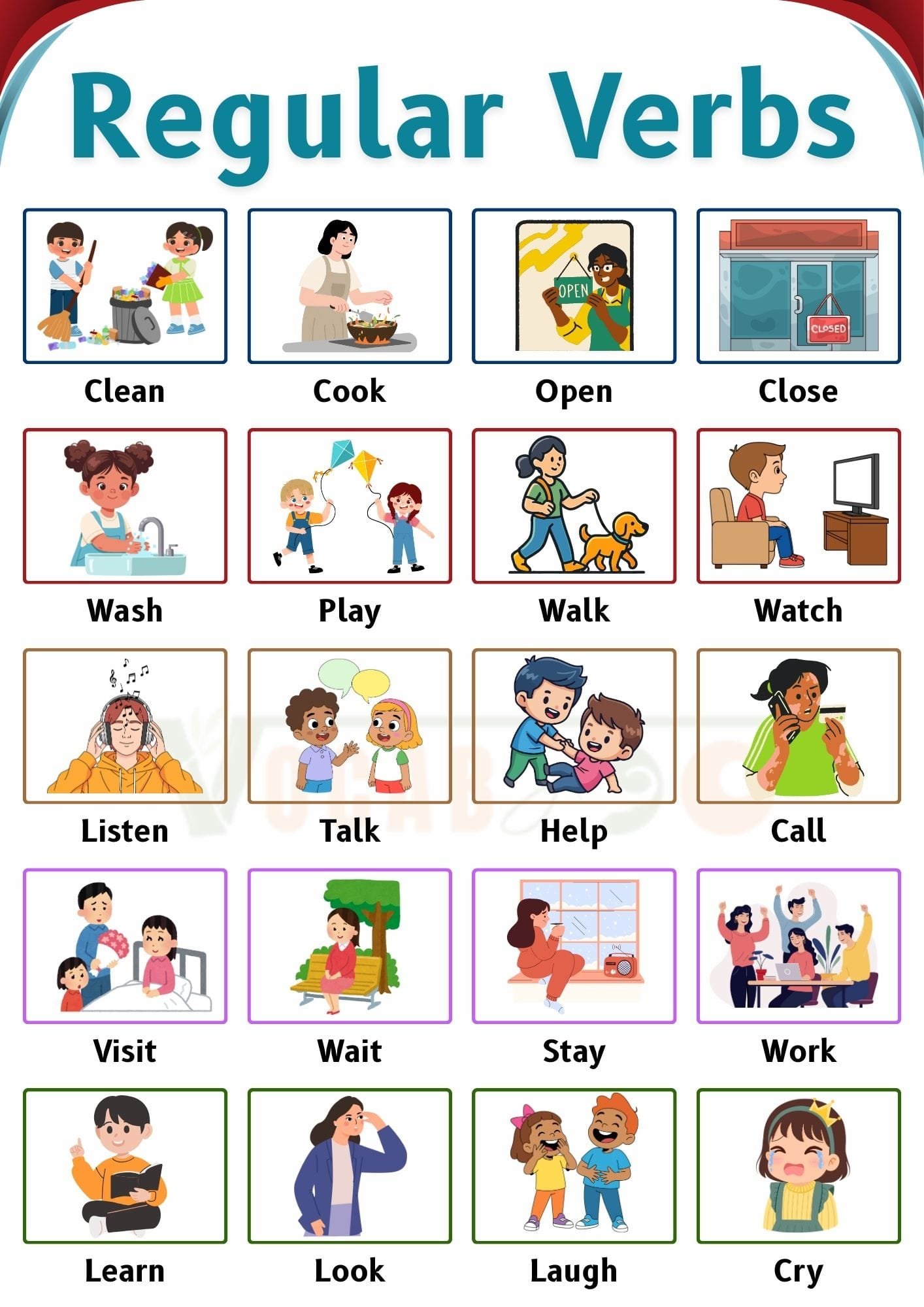 100+ Regular Verbs in English with Meanings and Examples