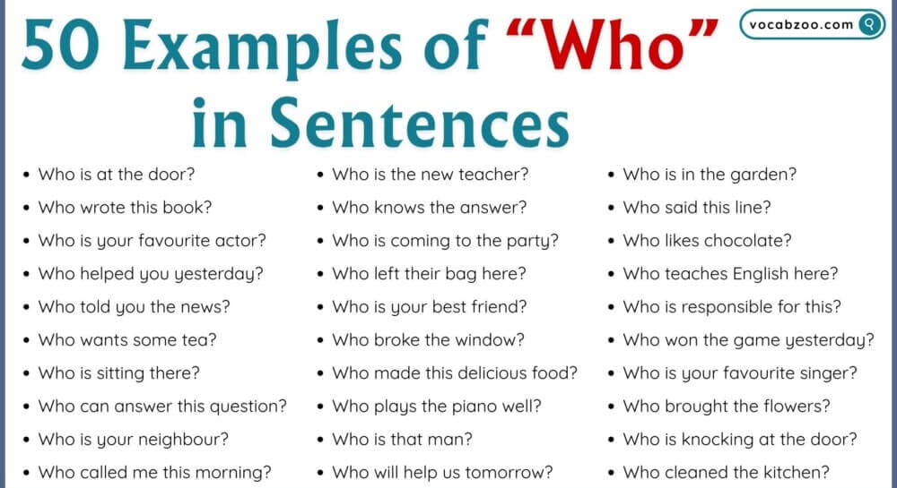 50 Examples of Who in Sentences | Who in a Sentence