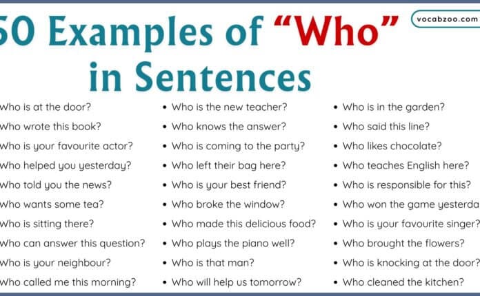50 Examples of Who in Sentences | Who in a Sentence