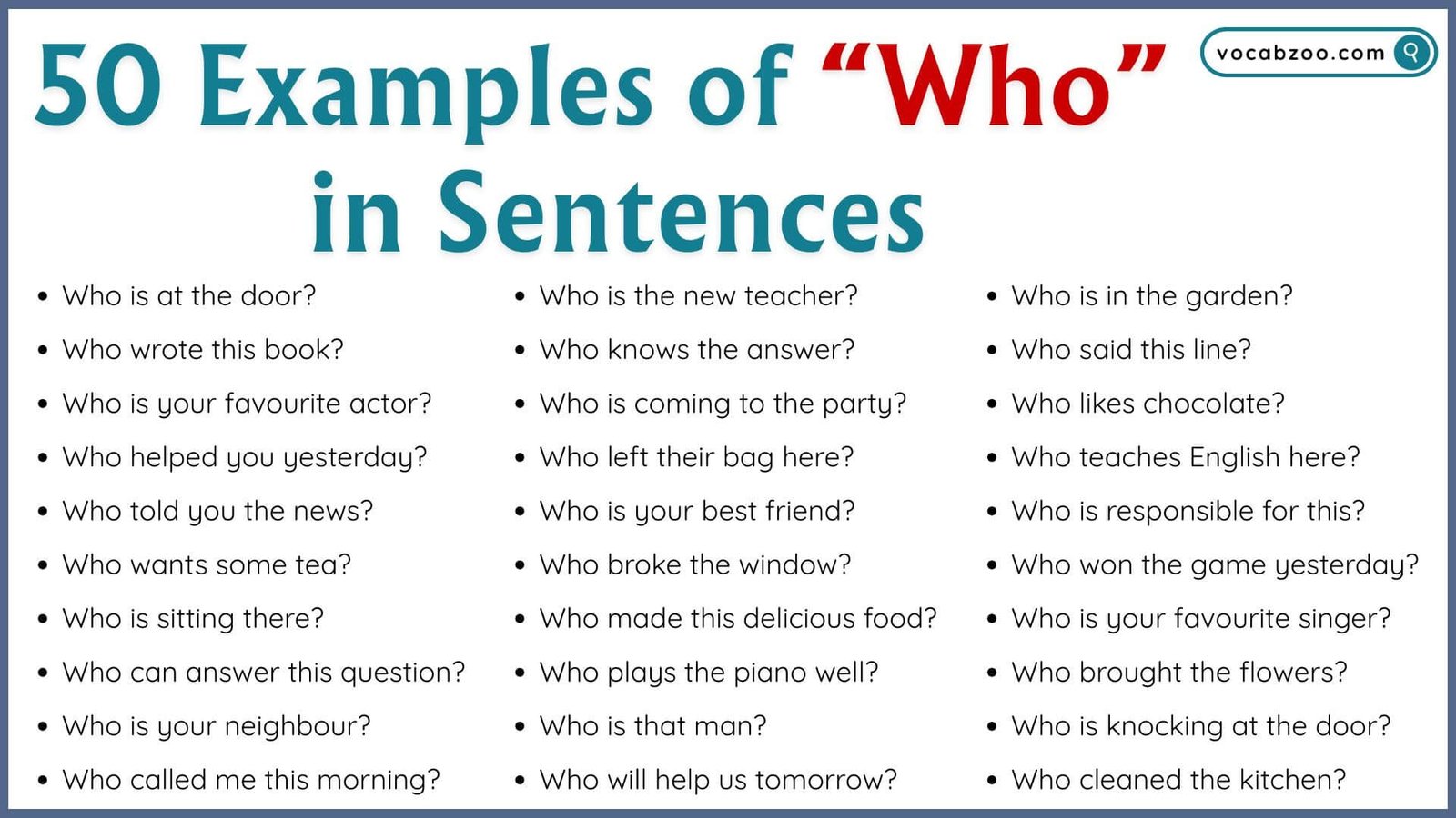 50 Examples of Who in Sentences | Who in a Sentence
