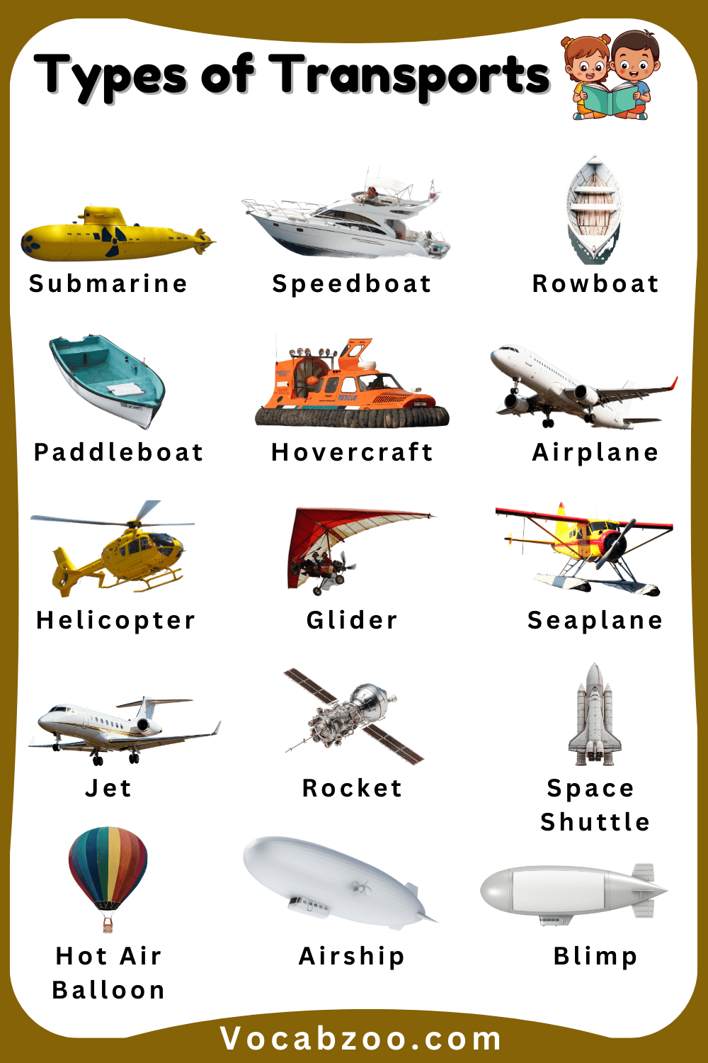 15 Names of Transport for Kids with Pictures