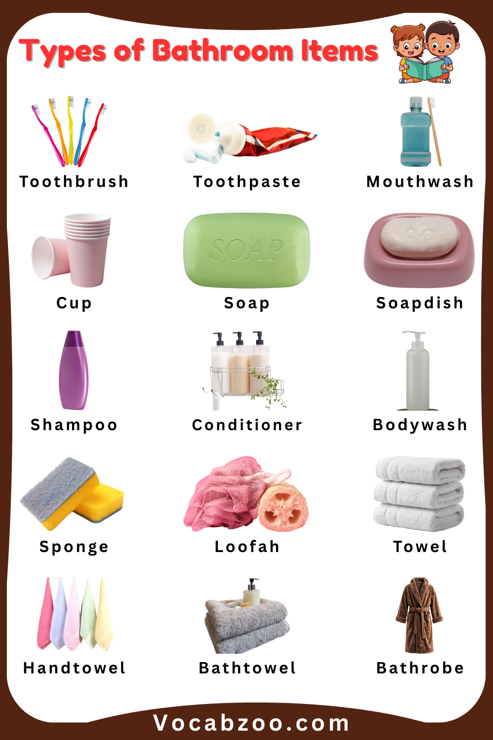Bathroom Items Names for Kids in English and Pictures