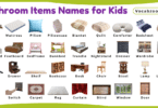 Bedroom Items Names for Kids in English with Pictures