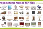 Bedroom Items Names for Kids in English with Pictures