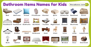 Bedroom Items Names for Kids in English with Pictures