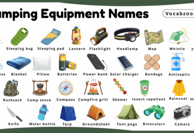 Camping Equipment Names for Kids in English with Pictures
