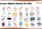 Classroom Objects Names for Kids in English with Pictures