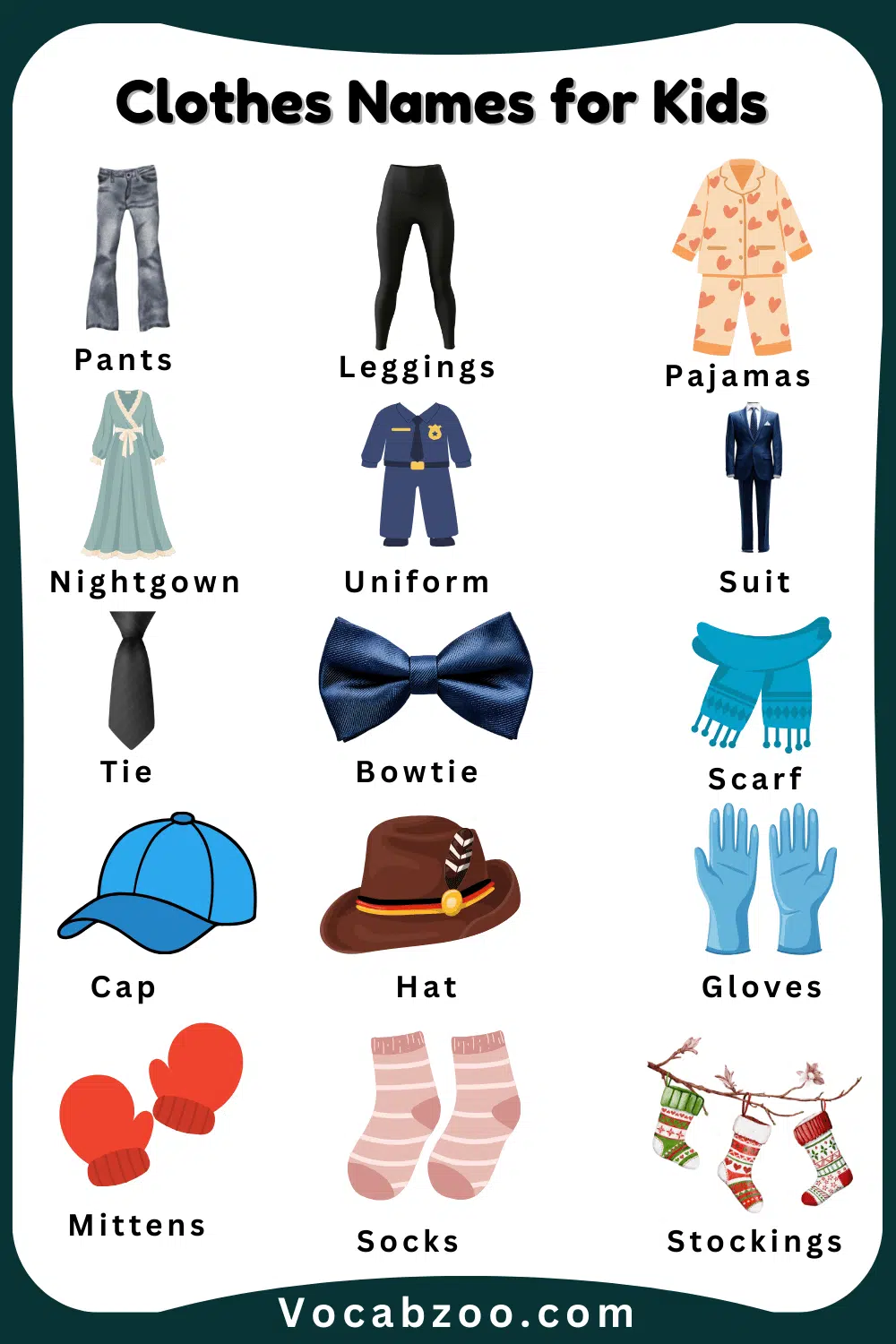 Clothes Names for Child in English with Pictures
