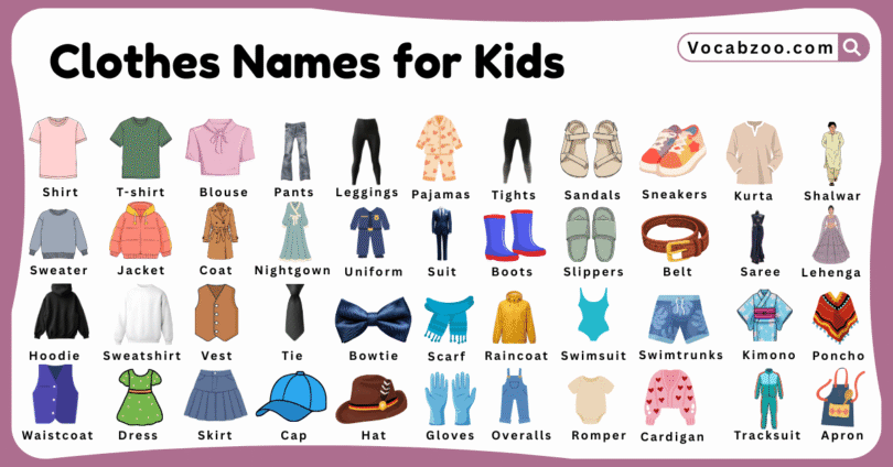 Clothes Names for Kids in English with Pictures