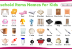 Household Items Names for Kids in English with Pictures