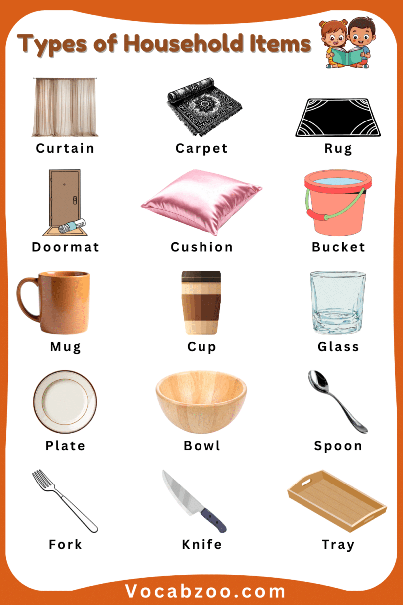 Household Items Names for Kids in English with Pictures - Vocabzoo