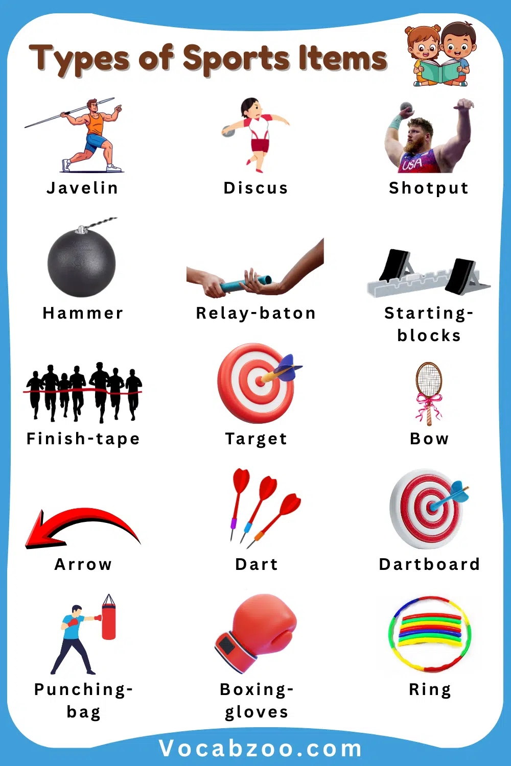 Kids Learning Sports Items Names in English