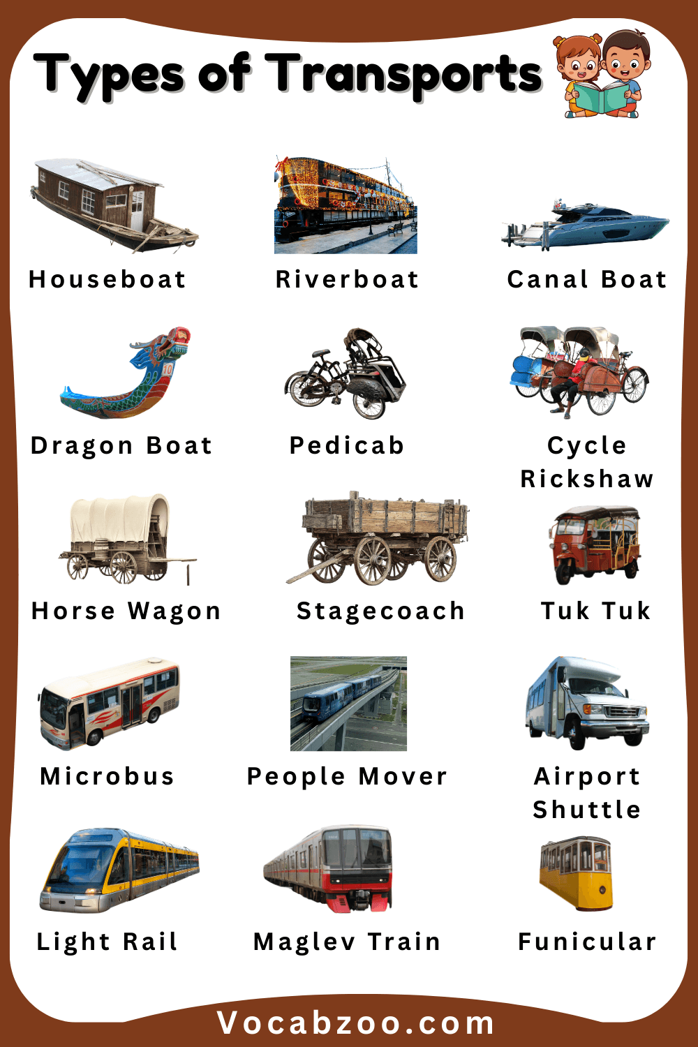 Kids Transport Names with Pictures