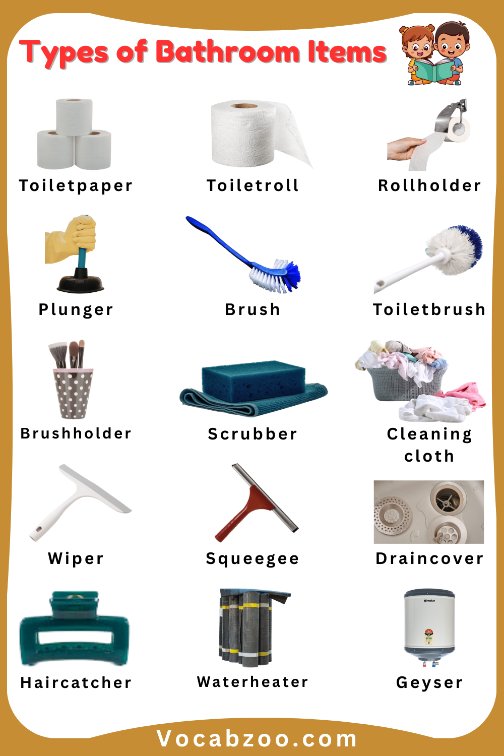 Learn Bathroom Items Names for Kids with Images
