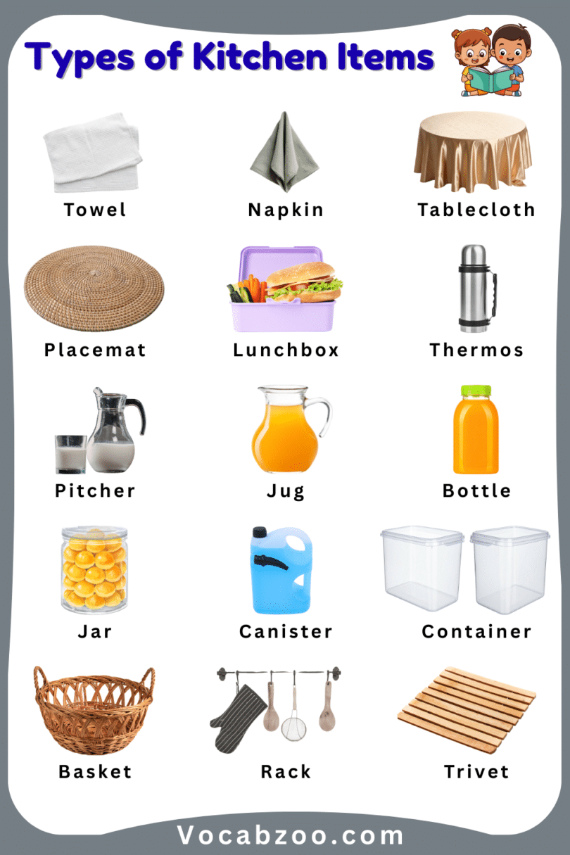 Kitchen Items Names for Kids in English with Pictures - Vocabzoo