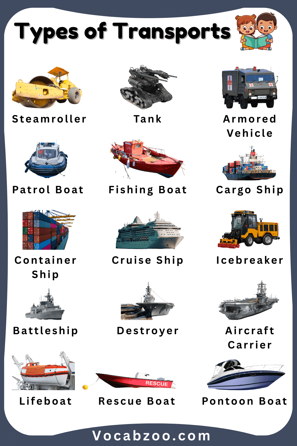 Names of Transport for Kids in English with their Images