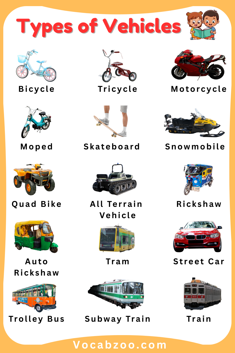 Names of Vehicles for kids in English and their Images