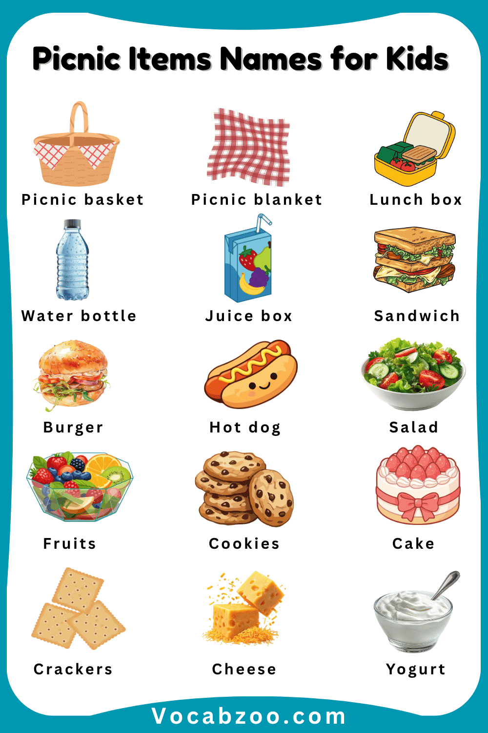 Picnic Items Names for Kids in English and Pictures