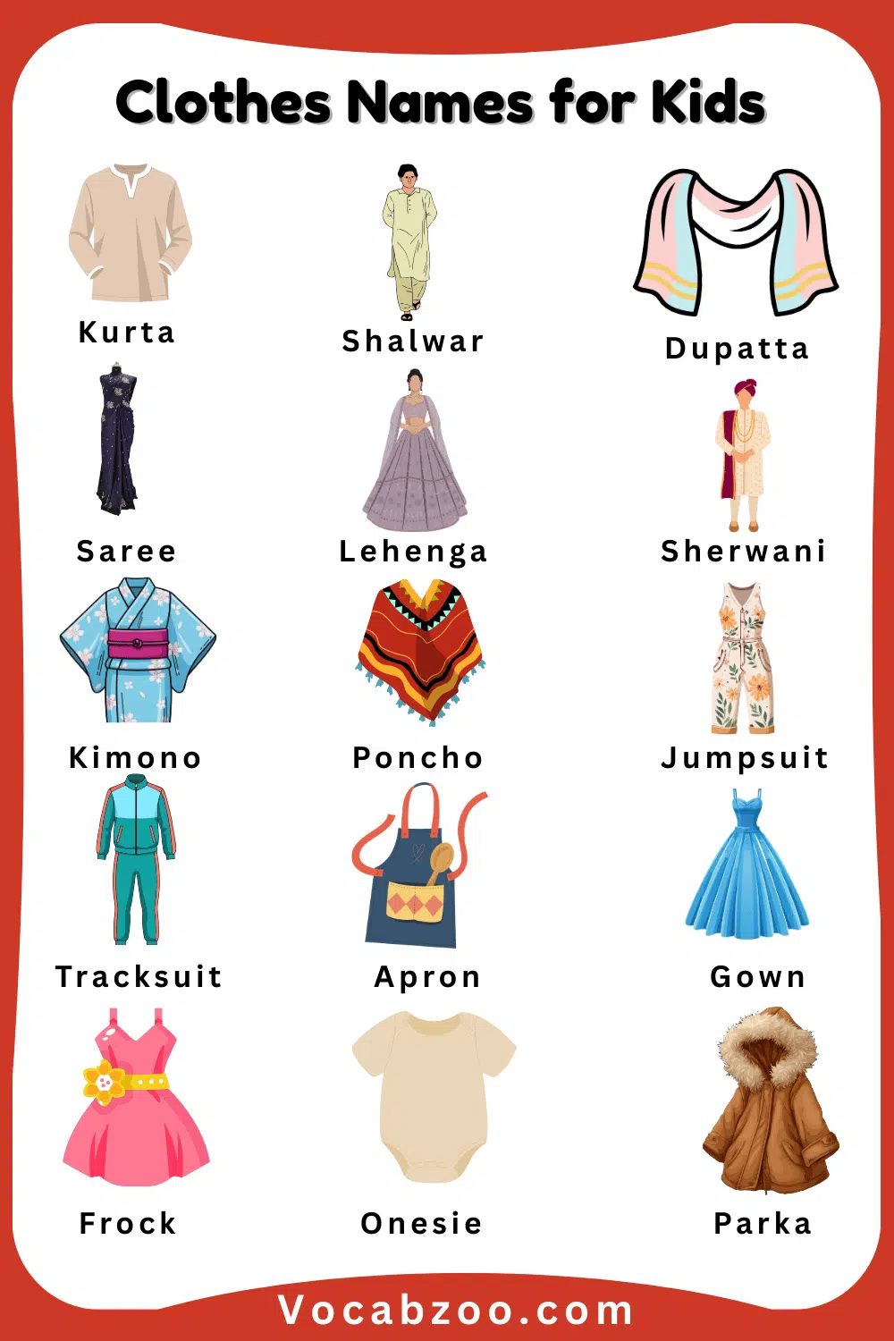 Pictures and Names of Clothes for Child