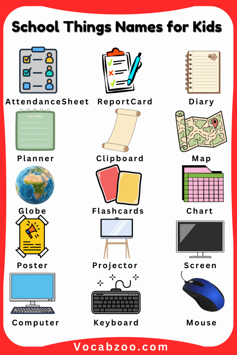 School Things Names for Kids in English with Pictures - Vocabzoo