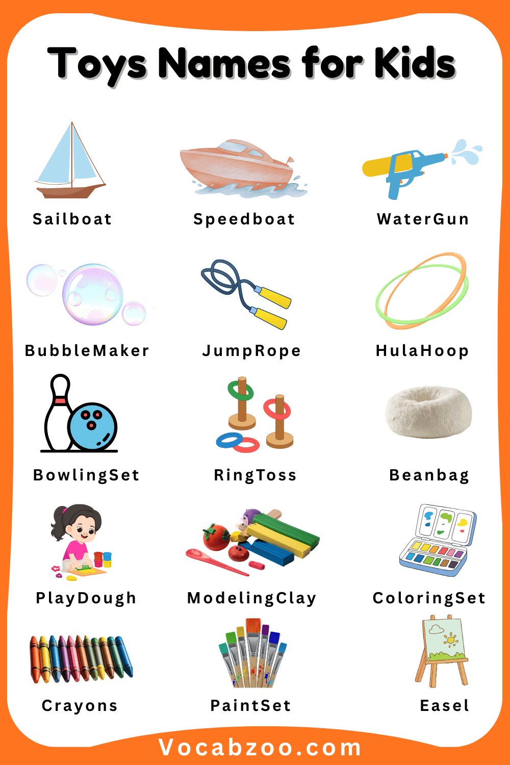 Pictures and Names of Toys for Child