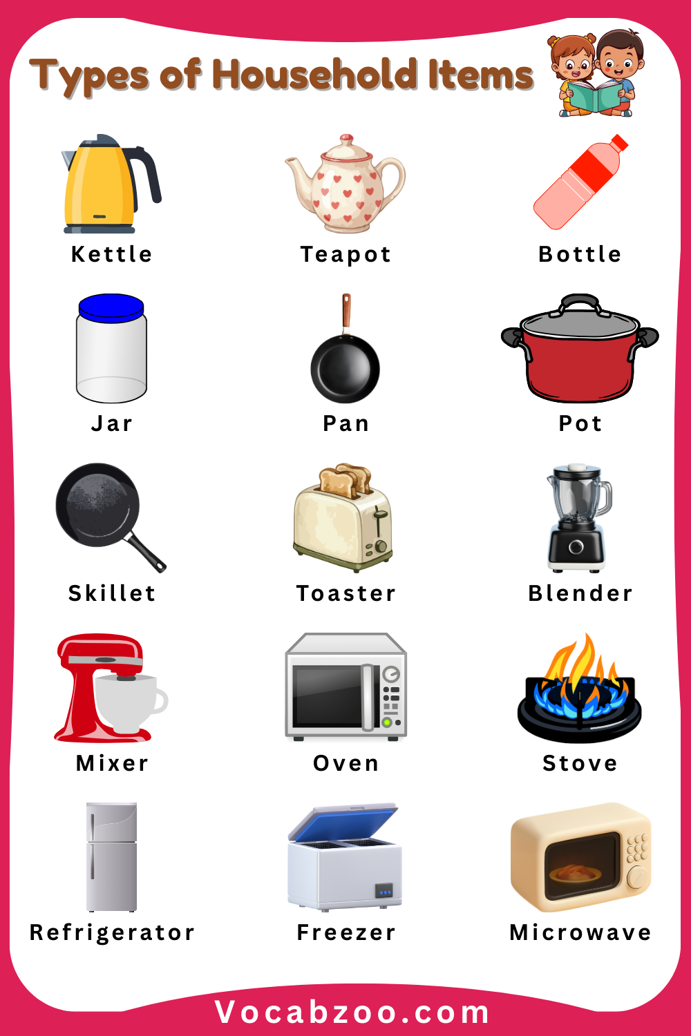 Popular Household Items Names for Kids in English