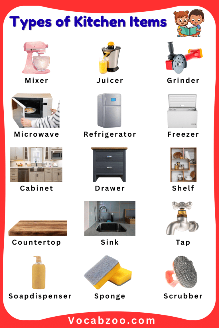 Kitchen Items Names for Kids in English with Pictures - Vocabzoo