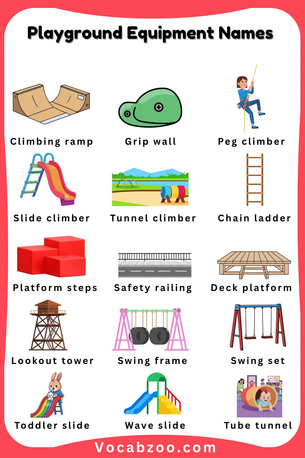 Popular Playground Equipment Names in English and Pictures