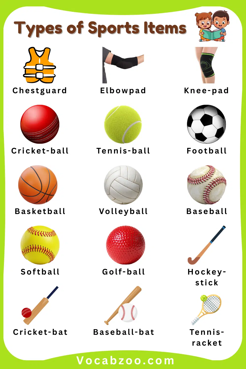 Popular Sports Items Names for Kids in English