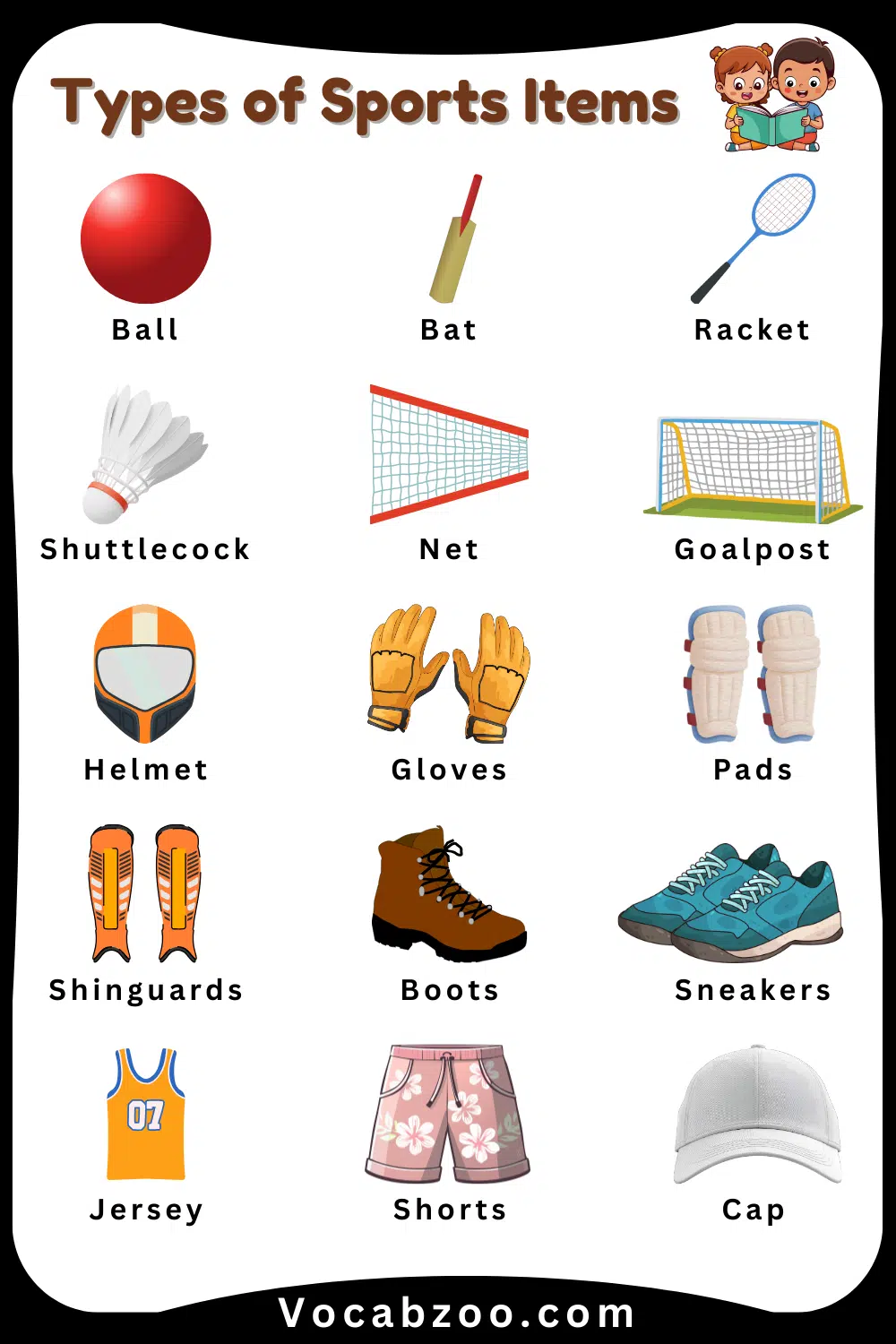 Sports Items Names for Kids in English and Pictures