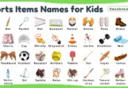 Sports Items Names for Kids in English with Pictures