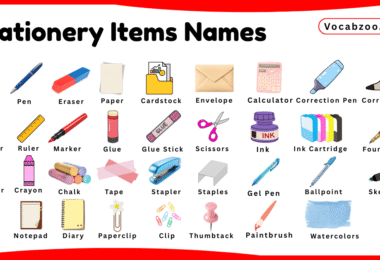 Stationery Items Names for Kids in English with Pictures