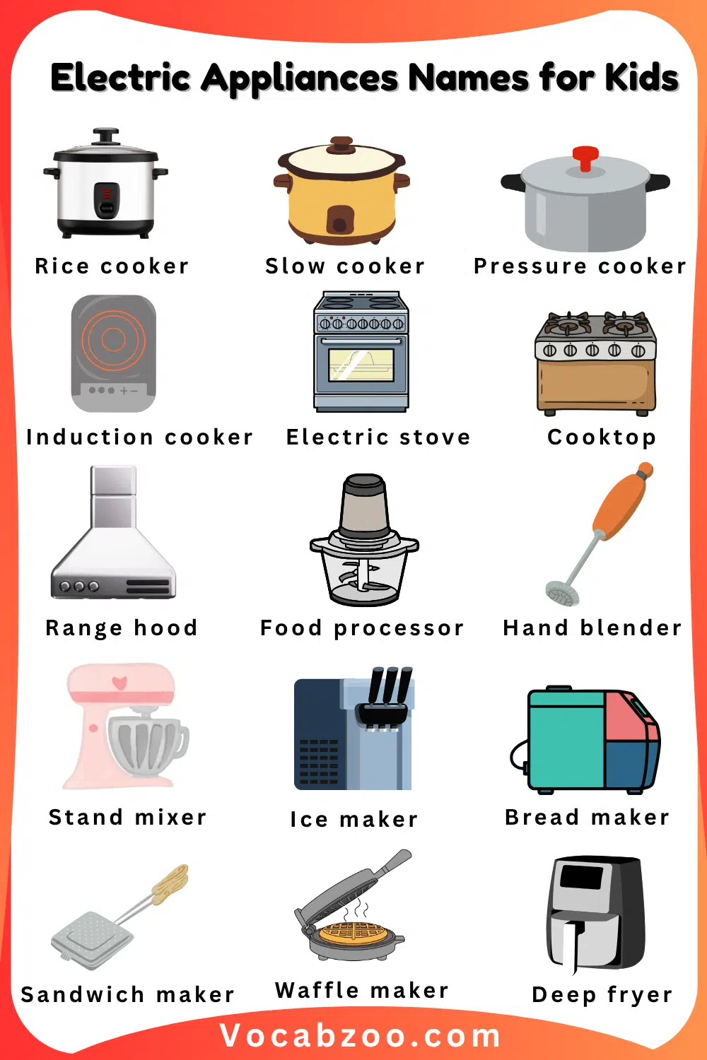 15 Names of Electric Appliances for Kids and Pictures