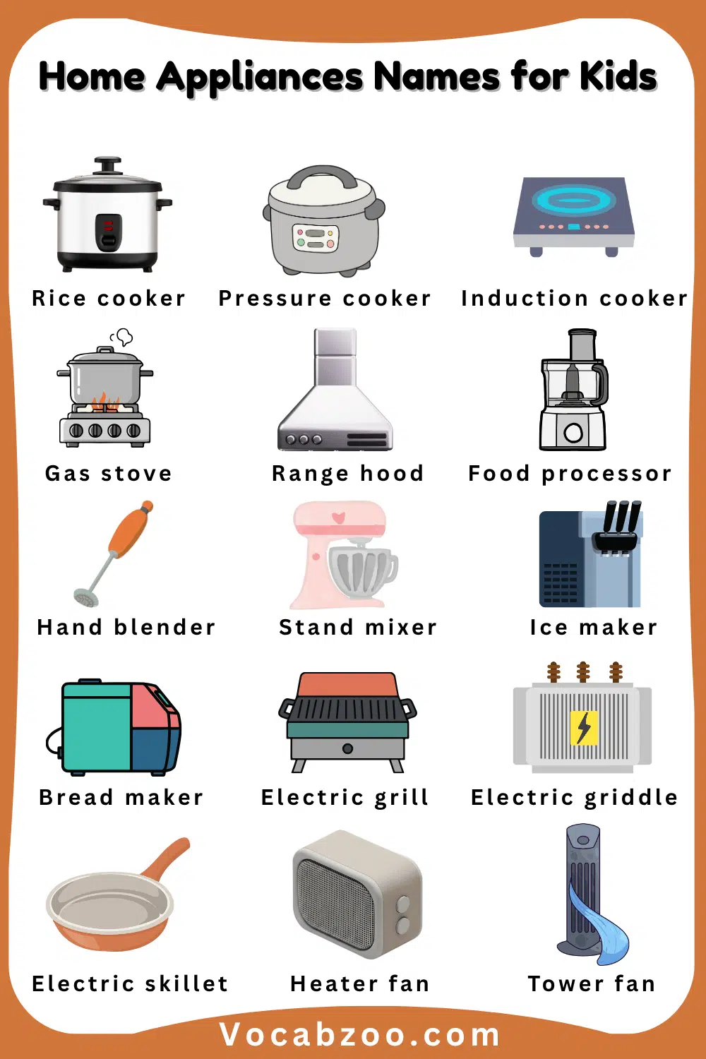 15 Names of Home Appliances for Kids and Pictures